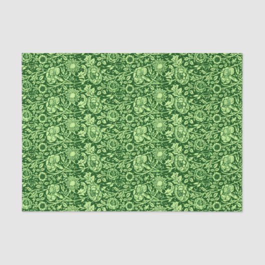 Art Nouveau Carnation Damask, Forest Green Tissuepapier (Voorkant)