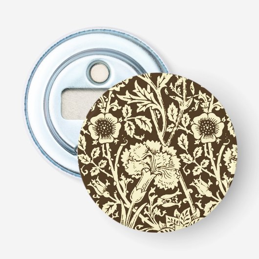 Art Nouveau CarnenDamask, Brown en Cream Button Flesopener (Voorkant)