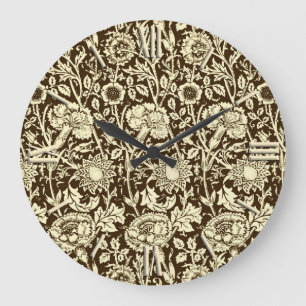 Art Nouveau CarnenDamask, Brown en Cream Grote Klok