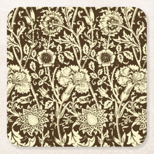 Art Nouveau CarnenDamask, Brown en Cream Kartonnen Onderzetters
