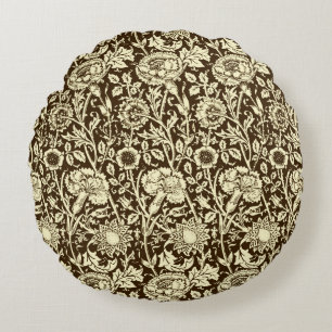 Art Nouveau CarnenDamask, Brown en Cream Rond Kussen