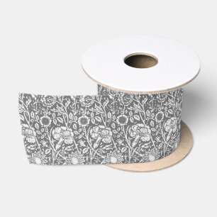 Art Nouveau CarnenDamask, grijs / grijs Satijnen Lint