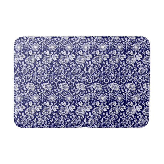 Art Nouveau CarnenDamask, Indigo Blue & White Badmat (Voorkant)