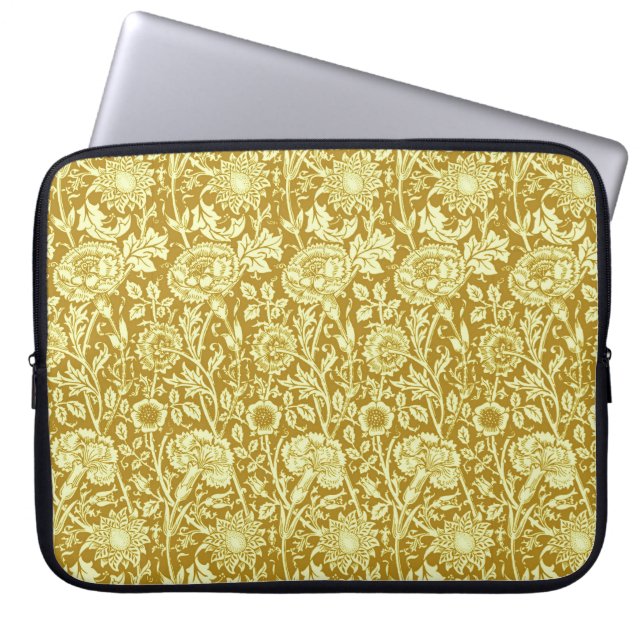 Art Nouveau CarnenDamask, Mustard en Geel Laptop Sleeve (Voorkant)