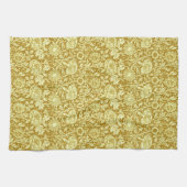 Art Nouveau CarnenDamask, Mustard en Geel Theedoek (Horizontaal)