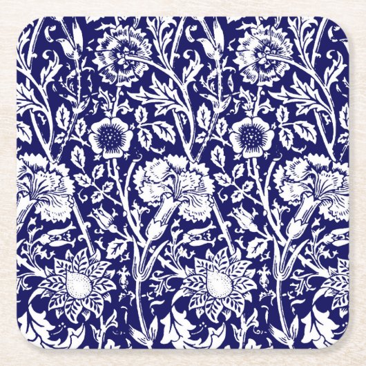 Art Nouveau CarnenDamask, Navy en White Kartonnen Onderzetters (Voorkant)