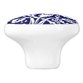Art Nouveau CarnenDamask, Navy en White Keramische Knop (Zijkant)