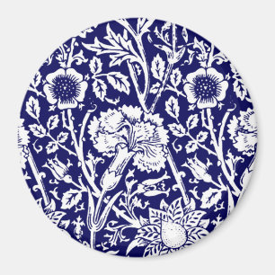Art Nouveau CarnenDamask, Navy en White Magneet