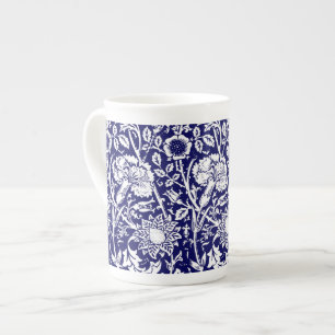 Art Nouveau CarnenDamask, Navy en White Porselein Kop