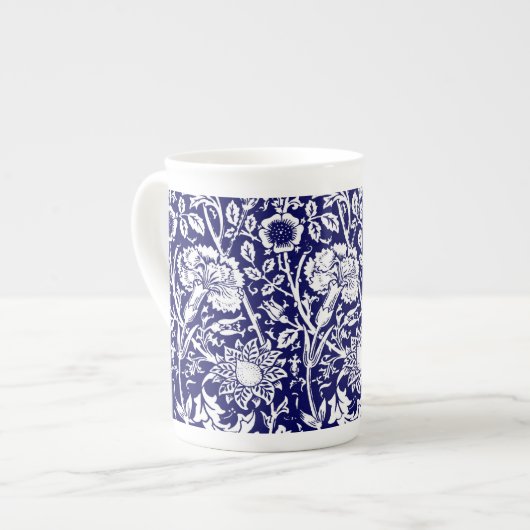 Art Nouveau CarnenDamask, Navy en White Porselein Kop (Links)