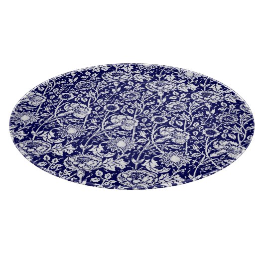 Art Nouveau CarnenDamask, Navy en White Snijplank (Hoek)