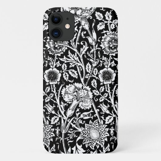 Art Nouveau CarnenDamask, zwart en wit Case-Mate iPhone Case (Achterkant)