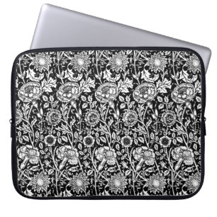 Art Nouveau CarnenDamask, zwart en wit Laptop Sleeve