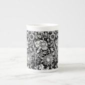 Art Nouveau CarnenDamask, zwart en wit Porselein Kop (Voorkant)