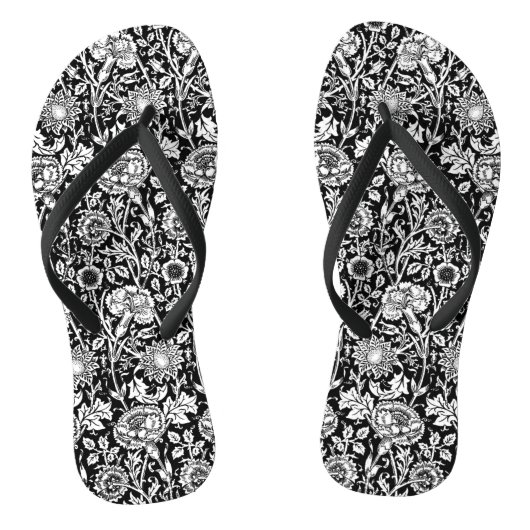 Art Nouveau CarnenDamask, zwart en wit Teenslippers (Voetbed)