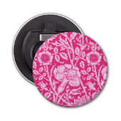 Art Nouveau Carnese Damask, Fuchsia Pink Button Flesopener (Voorkant)