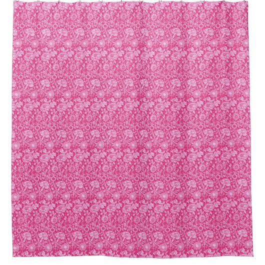 Art Nouveau Carnese Damask, Fuchsia Pink Douchegordijn (Voorkant)
