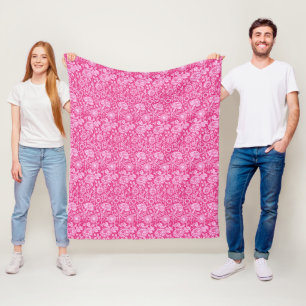 Art Nouveau Carnese Damask, Fuchsia Pink Fleece Deken