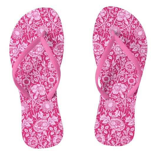 Art Nouveau Carnese Damask, Fuchsia Pink Teenslippers (Voetbed)