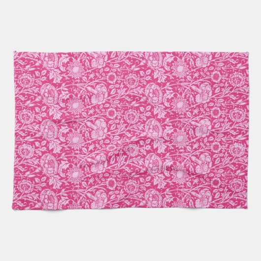 Art Nouveau Carnese Damask, Fuchsia Pink Theedoek (Horizontaal)