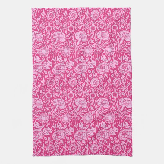 Art Nouveau Carnese Damask, Fuchsia Pink Theedoek (Verticaal)