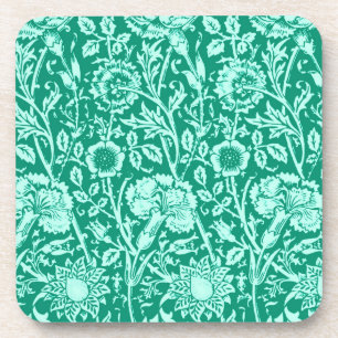 Art Nouveau Carnese Damask, Turquoise Bier Onderzetter