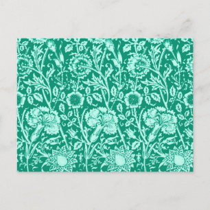 Art Nouveau Carnese Damask, Turquoise Briefkaart