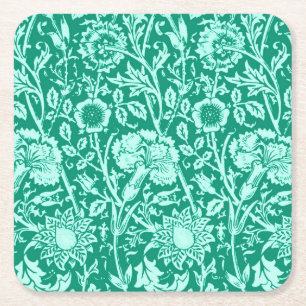 Art Nouveau Carnese Damask, Turquoise Kartonnen Onderzetters