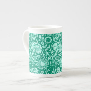 Art Nouveau Carnese Damask, Turquoise Porselein Kop