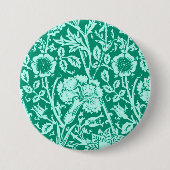 Art Nouveau Carnese Damask, Turquoise Ronde Button 7,6 Cm (Voorkant)