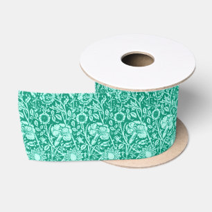 Art Nouveau Carnese Damask, Turquoise Satijnen Lint