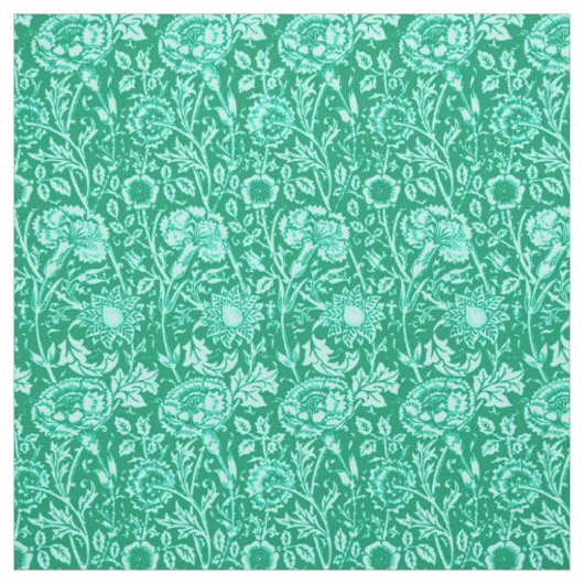 Art Nouveau Carnese Damask, Turquoise Stof (Swatch)