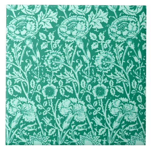 Art Nouveau Carnese Damask, Turquoise Tegeltje (Voorkant)