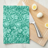 Art Nouveau Carnese Damask, Turquoise Theedoek (Quarter Fold)
