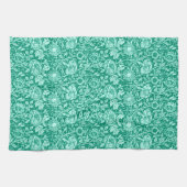 Art Nouveau Carnese Damask, Turquoise Theedoek (Horizontaal)