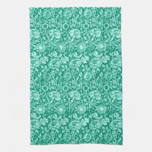Art Nouveau Carnese Damask, Turquoise Theedoek