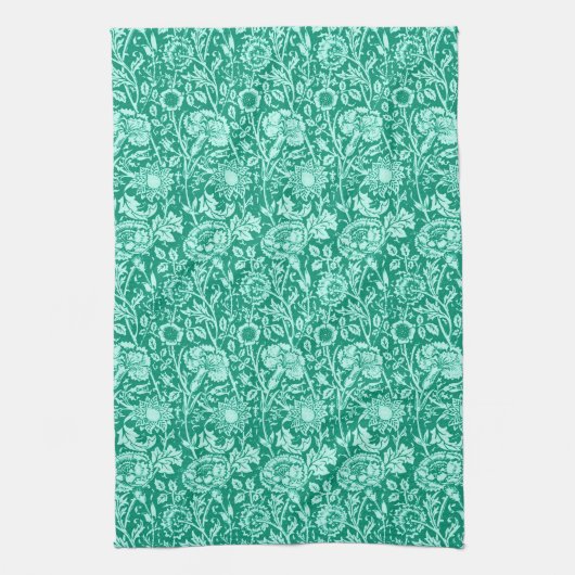 Art Nouveau Carnese Damask, Turquoise Theedoek (Verticaal)