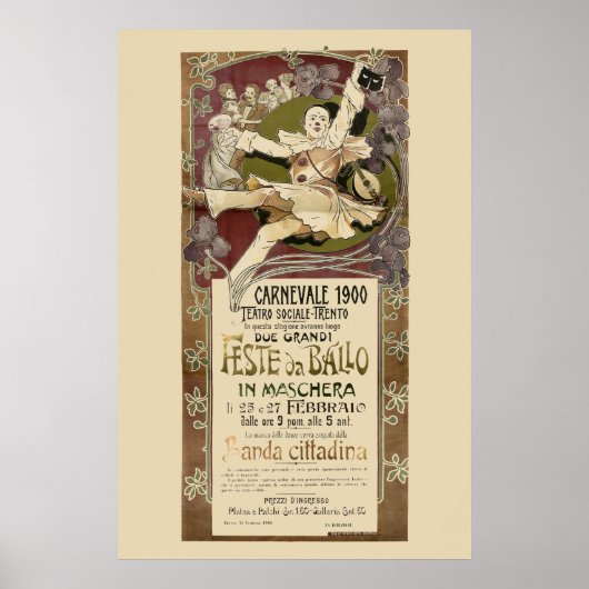  Art Nouveau Carnevale 1900 van Zippel Poster (Voorkant)