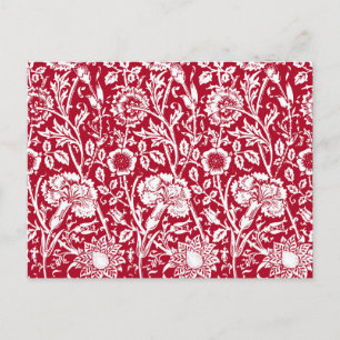 Art Nouveau Carnjnjestoornis Damask, Red en White Briefkaart