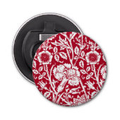 Art Nouveau Carnjnjestoornis Damask, Red en White Button Flesopener (Voorkant)