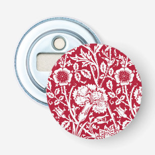 Art Nouveau Carnjnjestoornis Damask, Red en White Button Flesopener