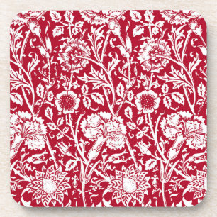 Art Nouveau Carnjnjestoornis Damask, Red en White Drankjes Onderzetter