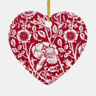 Art Nouveau Carnjnjestoornis Damask, Red en White Keramisch Ornament