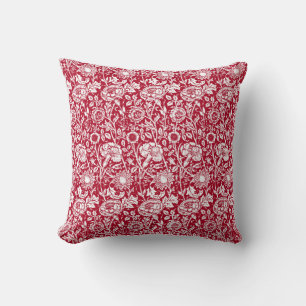 Art Nouveau Carnjnjestoornis Damask, Red en White Kussen