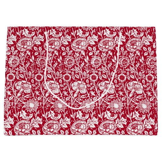 Art Nouveau Carnjnjestoornis Damask, Red en White Large Cadeautasje (Voorkant)