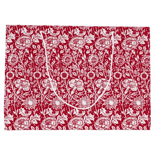 Art Nouveau Carnjnjestoornis Damask, Red en White Large Cadeautasje (Achterkant)