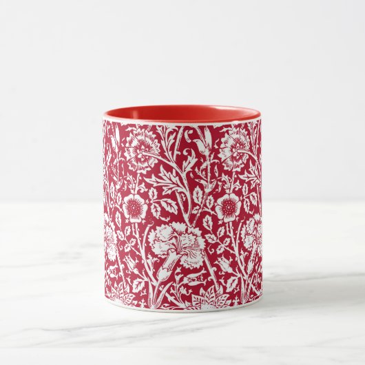 Art Nouveau Carnjnjestoornis Damask, Red en White Mok (Midden)