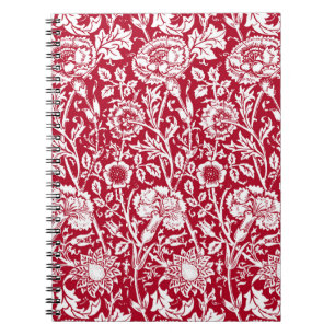 Art Nouveau Carnjnjestoornis Damask, Red en White Notitieboek