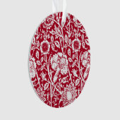 Art Nouveau Carnjnjestoornis Damask, Red en White Ornament (voorkant)