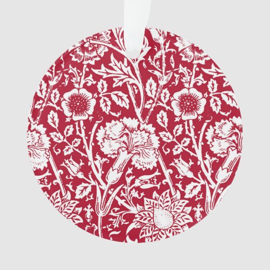 Art Nouveau Carnjnjestoornis Damask, Red en White Ornament (voorkant)
